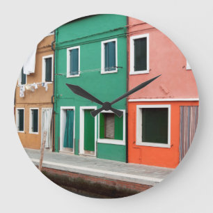 Houses on the waterfront large clock