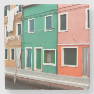 Houses on the waterfront stone coaster