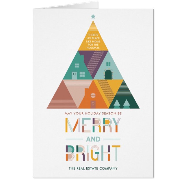 Houses & Tree Real Estate Folded Holiday Card (Front)