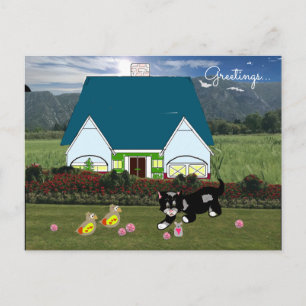Houses with Animals Scene Postcard