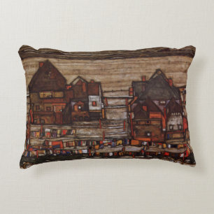 Houses with Laundry by Egon Schiele Decorative Pillow