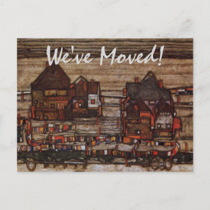 Houses with Laundry by Schiele, Change of Address Announcement Postcard