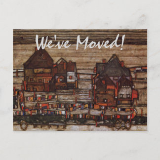 Houses with Laundry by Schiele, Change of Address Announcement Postcard