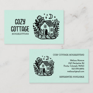 Housesitter Petsitter Home Cute Cottage Art Custom Business Card