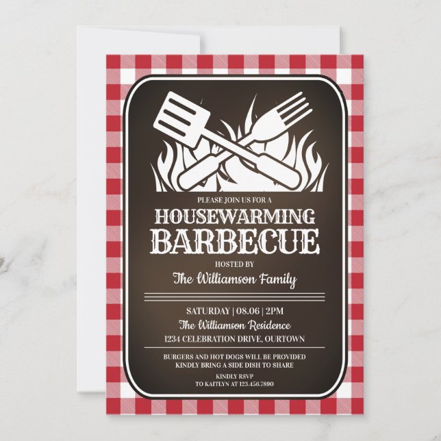 Housewarming Back Yard Barbecue Party Invitation (Front)