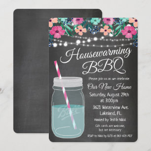 Housewarming BBQ Mason Jar Invitation