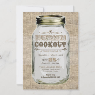 Housewarming Cookout Mason Jar Invitation