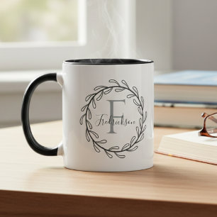 Housewarming Family Monogram Botanical Wreath Mug