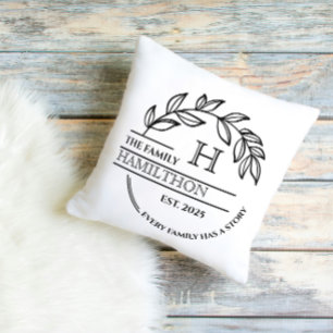Housewarming Family Monogram New House Home Throw Pillow
