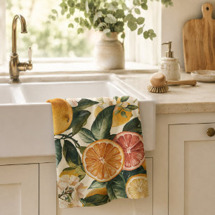 Housewarming Gift Citrus Bloom Pattern Kitchen Towel