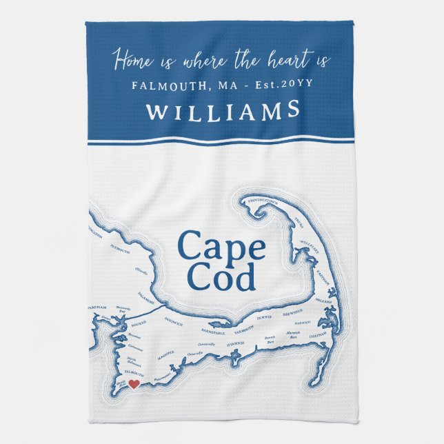 Housewarming Gift for a New Home in Falmouth MA Kitchen Towel (Vertical)