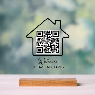 Housewarming Gift   Personalized WiFi QR Code Acrylic Sign