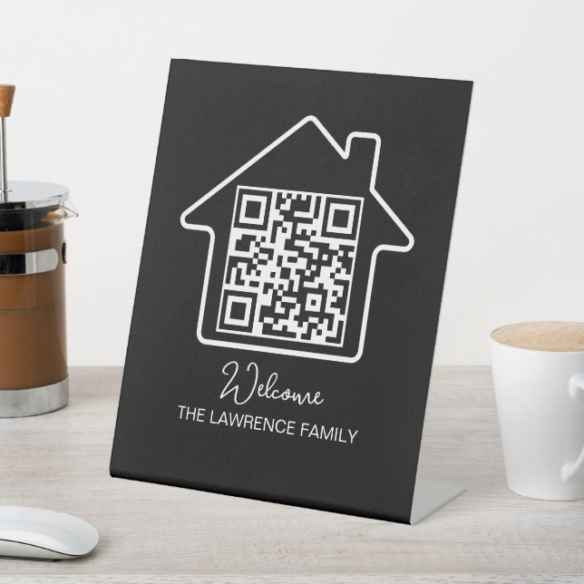 Housewarming Gift | Personalized WiFi QR Code Pedestal Sign (In SItu)