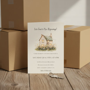 Housewarming Invitation Watercolor Cottage Home