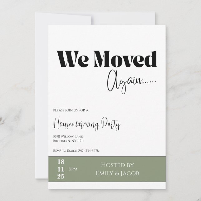 Housewarming Invitation • We Moved New Home Party  (Front)
