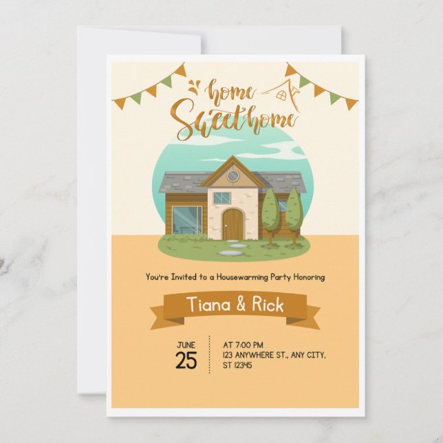 Housewarming Invite Orange Invitation Card (Front)