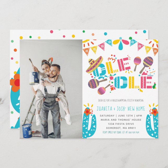 Housewarming New Home Ole Ole Fiesta Photo Invitation (Front/Back)