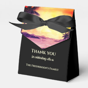 Housewarming New Home Sunset in Tropics Watercolor Favor Box