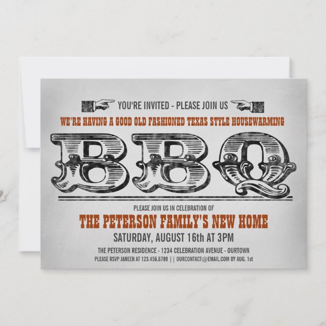 Housewarming Party Barbeque Invitations (Front)