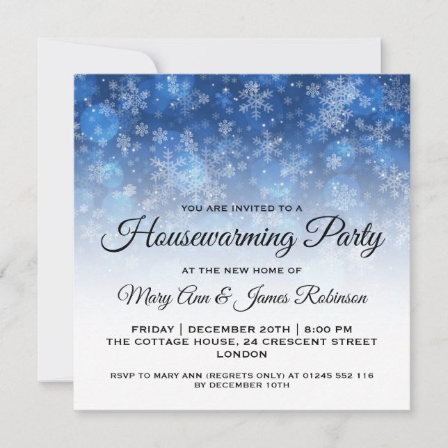 Housewarming Party Blue Holiday Sparkle Invitation (Front)