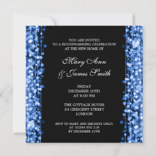 Housewarming Party Blue Lights & Sparkles Invitation