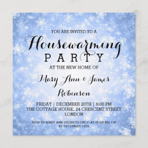 Housewarming Party Blue Winter Wonderland Invitation