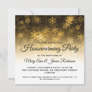 Housewarming Party Gold Holiday Sparkle Invitation