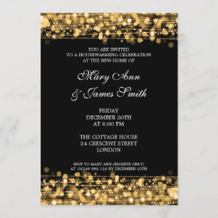 Housewarming Party Gold Lights & Sparkles Invitation