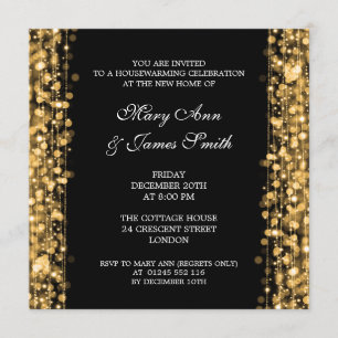 Housewarming Party Gold Lights & Sparkles Invitation
