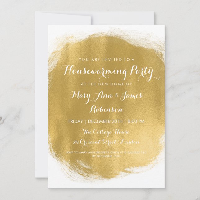 Housewarming Party Gold Paint Look Invitation (Front)