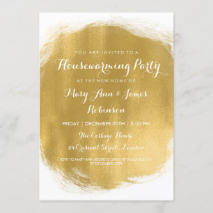 Housewarming Party Gold Paint Look Invitation