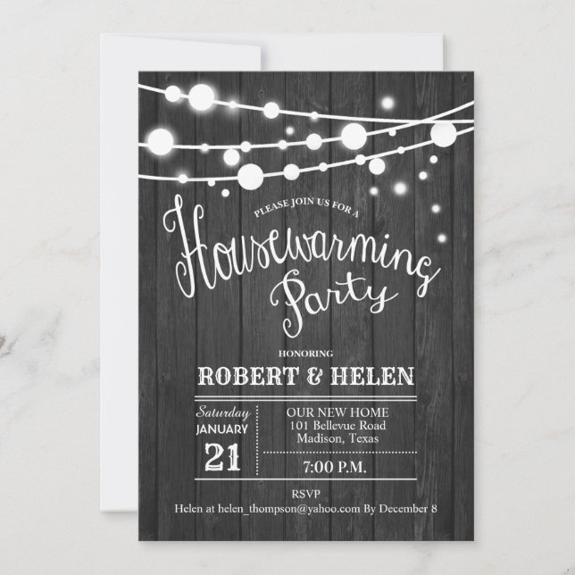 Housewarming Party Grey Wood Pattern Invitation (Front)