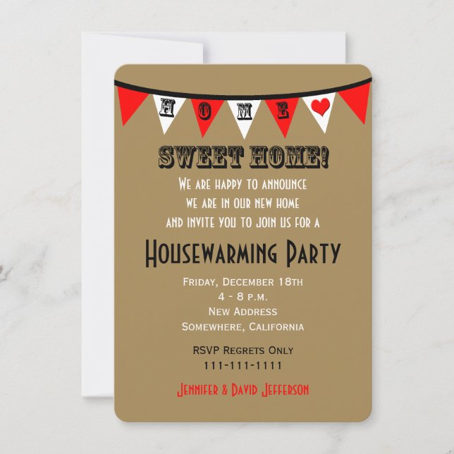 Housewarming Party Invitation Bunting (Front)