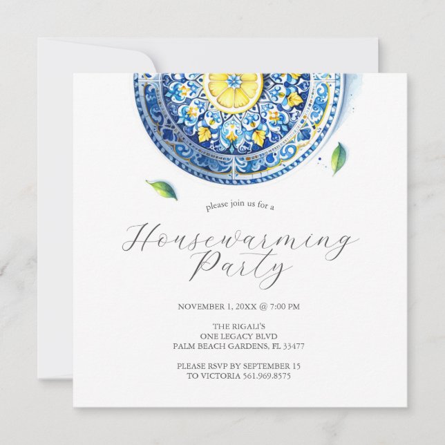Housewarming Party Invitations Elegant Lemon Theme (Front)