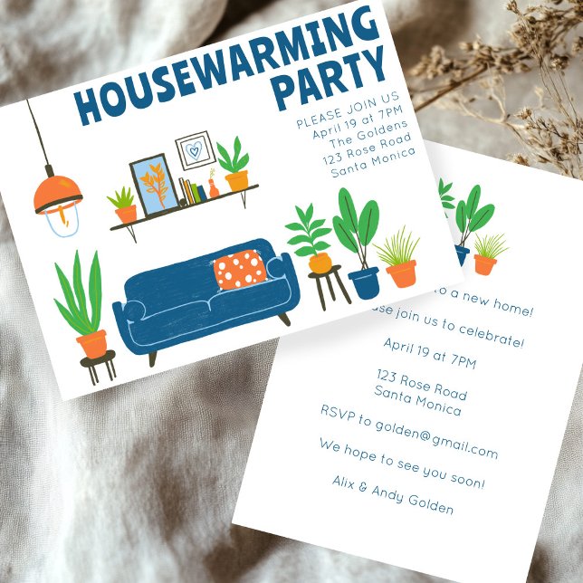 Housewarming Party Invite Cute Living Room Sofa  (Housewarming Party Invite Cute Living Room Sofa CUSTOM new home party invitation
)