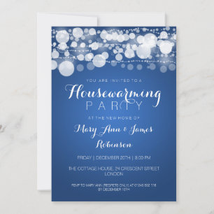Housewarming Party Modern Dots Blue Invitation