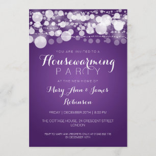 Housewarming Party Modern Dots Purple Invitation