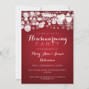 Housewarming Party Modern Dots Red Invitation