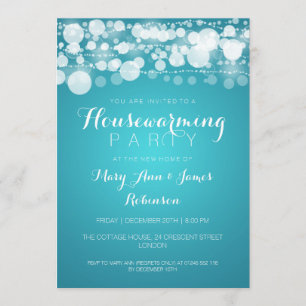 Housewarming Party Modern Dots Turquoise Invitation