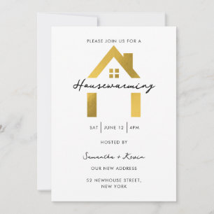 Housewarming Party Modern Minimalist Home Gold Invitation