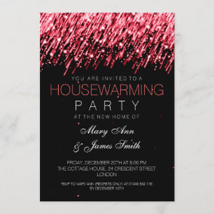 Housewarming Party Red Falling Stars Invitation