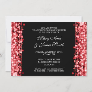 Housewarming Party Red Lights & Sparkles Invitation