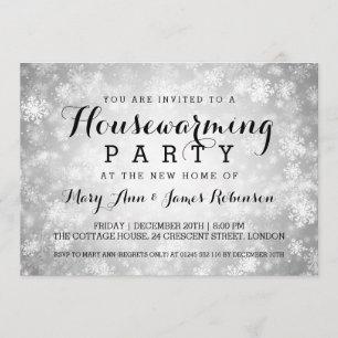 Housewarming Party Silver Winter Wonderland Invitation