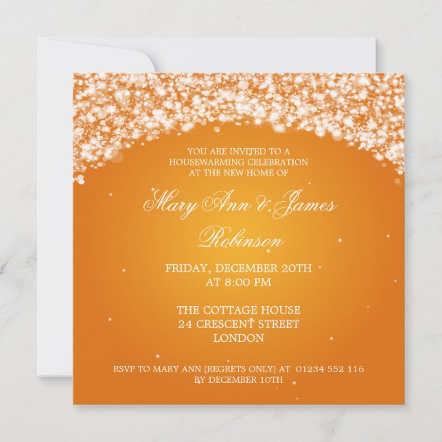 Housewarming Party Sparkling Arch Orange Invitation (Front)