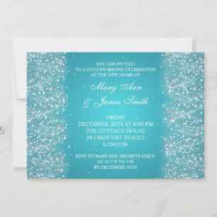 Housewarming Party Sparkling Glitter Turquoise Invitation
