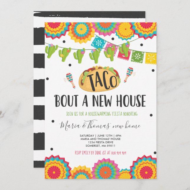 Housewarming Party Taco 'Bout A New Home Fiesta Invitation (Front/Back)