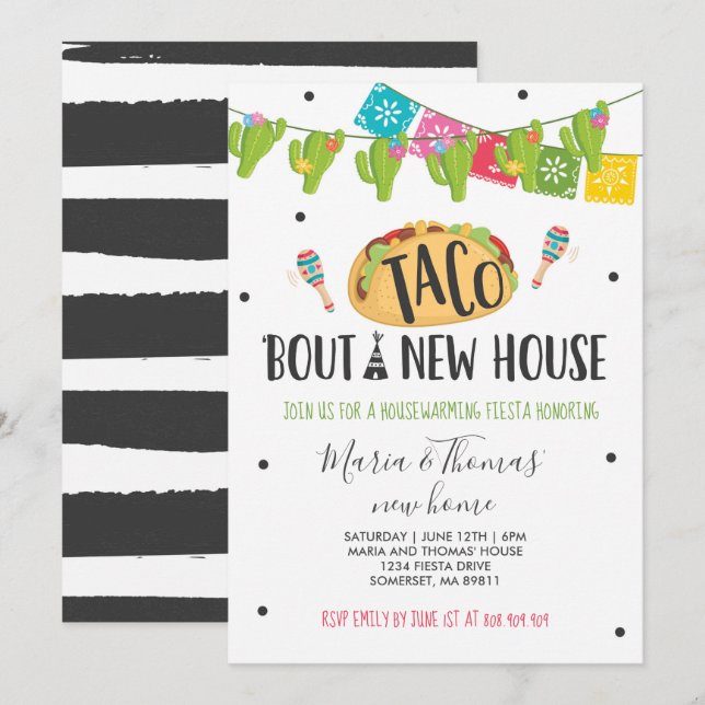 Housewarming Party Taco 'Bout A New Home Fiesta Invitation (Front/Back)