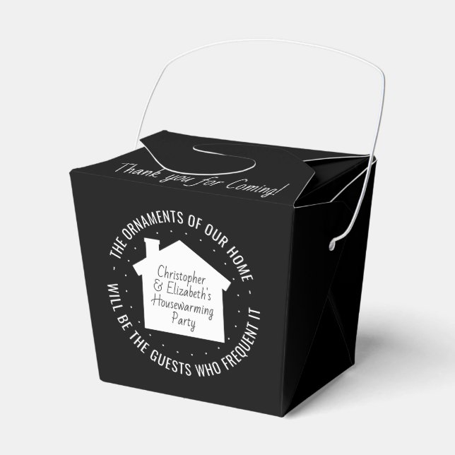 Housewarming Party Thank You Black & White Elegant Favor Box (Front Side)