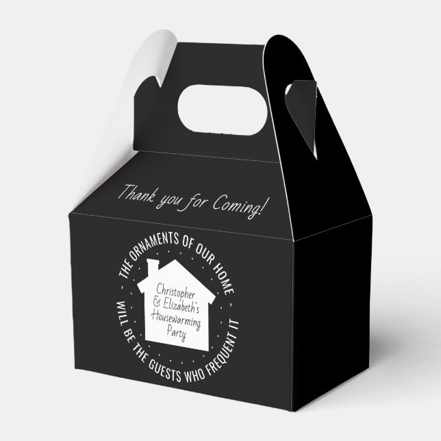 Housewarming Party Thank You Black & White Elegant Favor Box (Front Side)