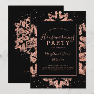 Housewarming Party   Winter Glitter Rose Gold Invitation